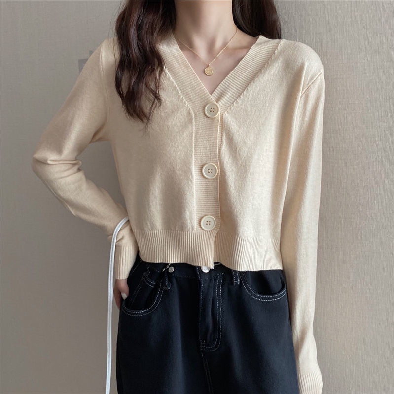 Áo Khoác Cardigan Dài Tay Cổ Chữ V Thiết Kế Mới Thời Trang Dành Cho Nữ