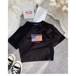 Áo croptop bozip cờ Brook HDA0321