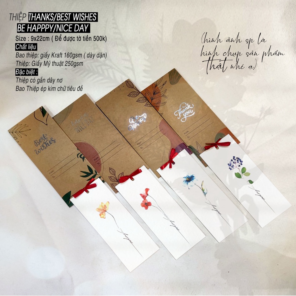 Thiệp đứng Vintage cổ điển và sang trọng ThV922 [ Best Wish - Be Happy - Nice Day - Thank You ]  DIN Store