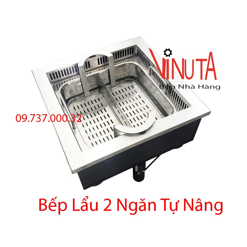 Nồi lẩu tự nâng, bếp lẩu thang máy, lẩu tự nâng lên hạ xuống 2 ngăn riêng biệt