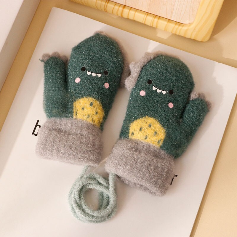 Găng Tay Len Mềm Mại Hình Khủng Long Đáng Yêu Cho Bé 1-3 Tuổi