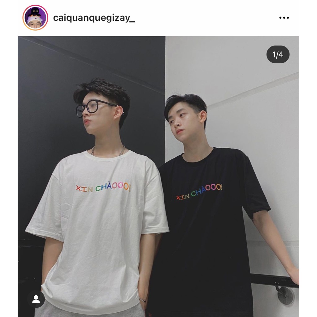 Áo phông unisex form rộng CIAO Xin chào hình thêu nổi nhiều màu | BigBuy360 - bigbuy360.vn