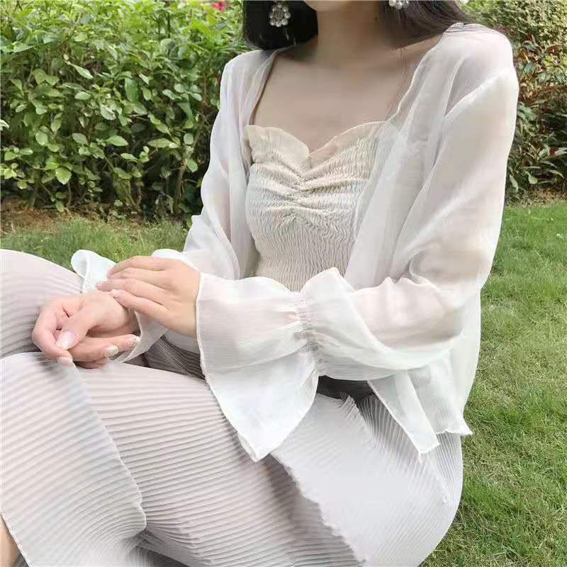 Áo Khoác Cardigan Vải Voan Tay Dài Phong Cách Mùa Hè Năng Động Cho Phái Nữ | BigBuy360 - bigbuy360.vn