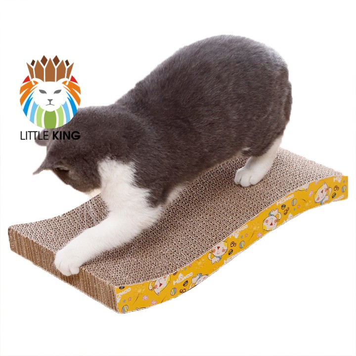 Bàn cào móng cho mèo cong chất liệu bìa carton tặng kèm catnip cho mèo Little king pet shop