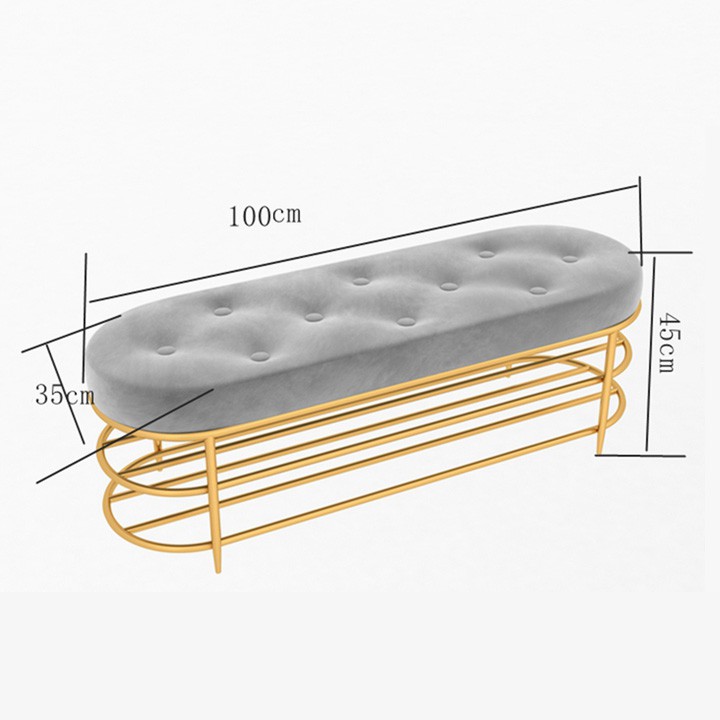 Băng ghế đôn ngồi chờ có giá để giày dép - Ghế nệm dài bọc nệm nhung sang trọng
