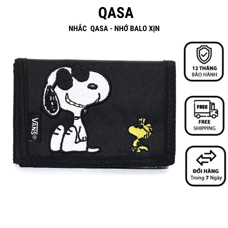 Ví vải Snoopy thời trang unisex nhiều ngăn vừa thẻ ATM có thể gấp gọn chống nước dễ thương QASA