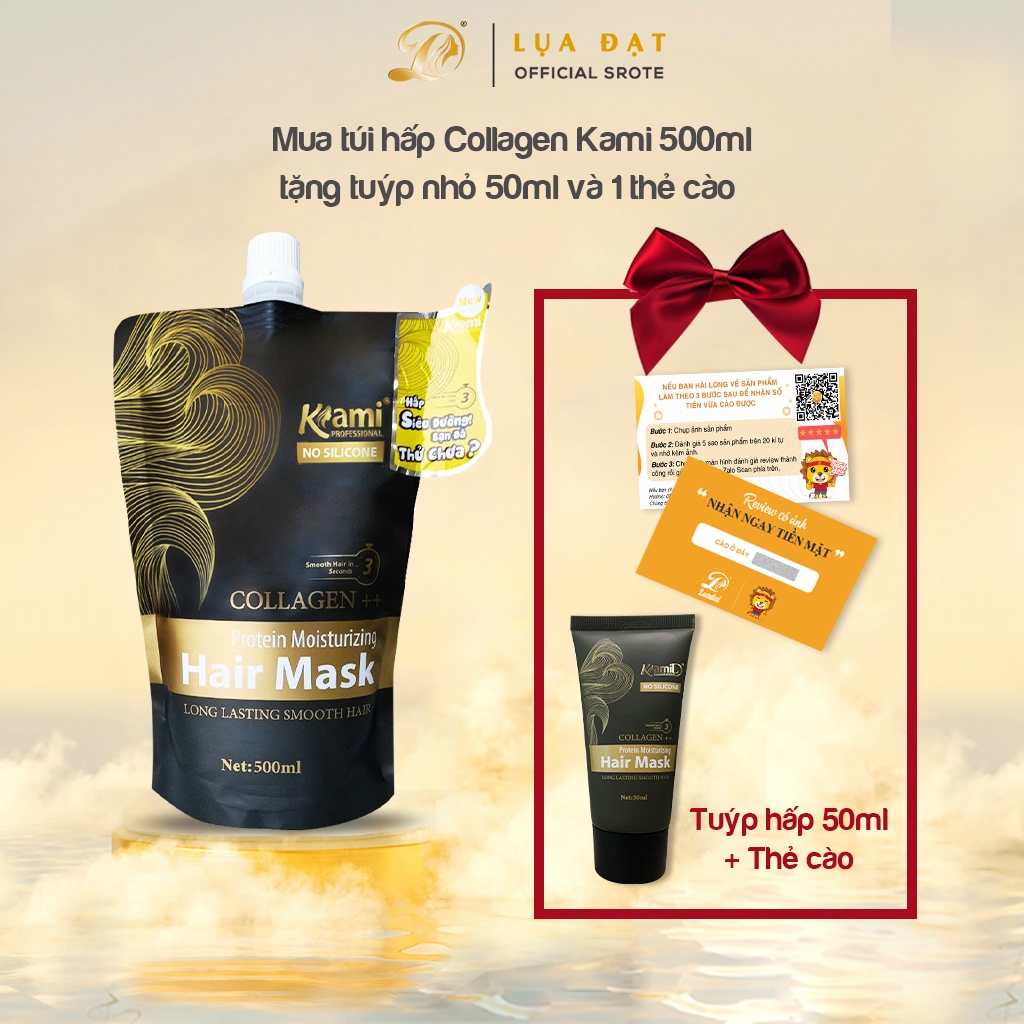 Kem hấp ủ tóc siêu dưỡng collagen Kami phục hồi tóc yếu,hương thơm nước hoa 500ml