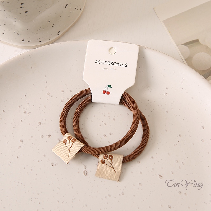 GETNOIVAS Set 2 Dây Buộc Tóc Màu Trơn Độ Co Giãn Cao Đơn Giản Độ Co Giãn Cao 2 Cái