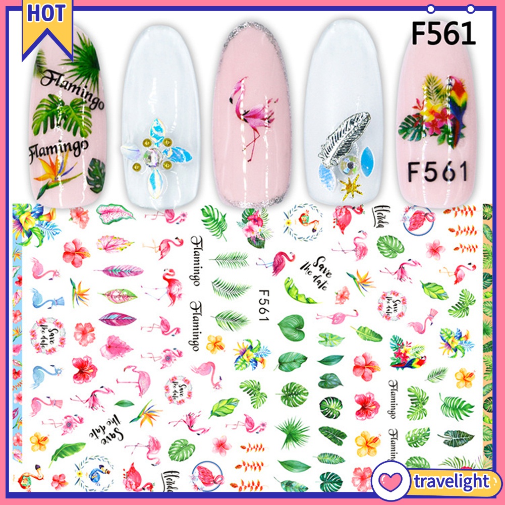 Hình dán trang trí móng tay 3D siêu mỏng hình trái cây, lá, con vật, chữ tiếng Anh