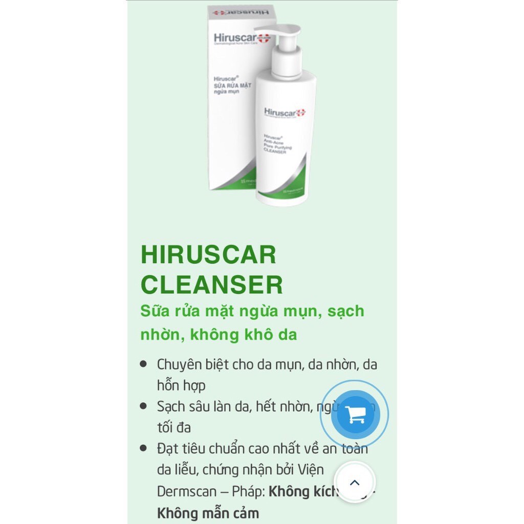 Sữa rửa mặt ngừa mụn Hiruscar Anti-Acne Cleanser 100ml