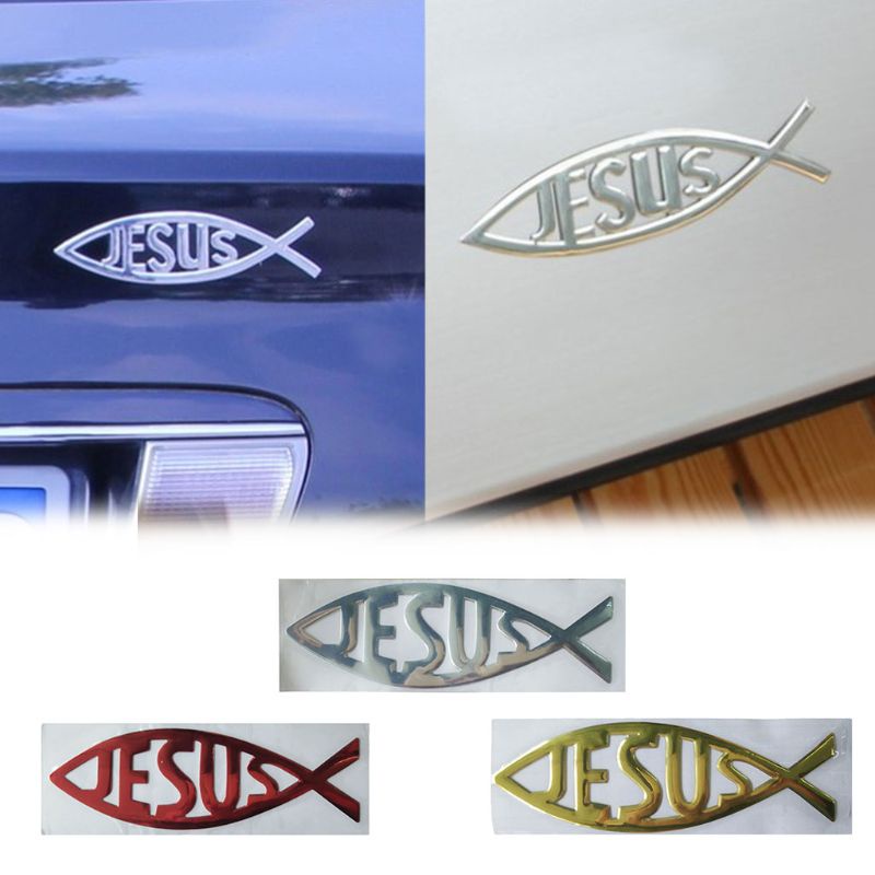 Miếng Dán Trang Trí Xe Hơi / Mô Tô Hình Chúa Jesus / Cá Dễ Thương