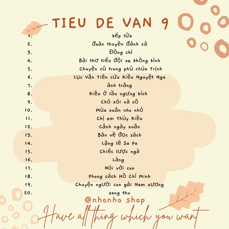 Tiêu đề văn học 9-nhonho shop
