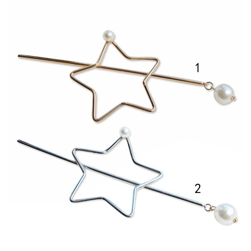 Kẹp Tóc Hình Ngôi Sao Năm Cánh Đính Ngọc Trai Nhân Tạo Thời Trang Charms