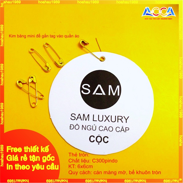 5.000 Kim băng cài áo thời trang_loại mini_Tag quần áo in theo yêu cầu_Giá tại Xưởng_Miễn phí thiết kế logo thương hiệu