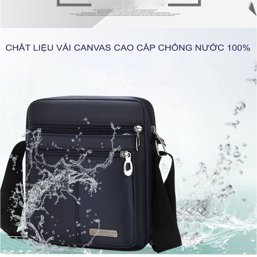 Túi đeo chéo nam nữ unisex 2022 vải canvas 3 lớp cao cấp chống nước 5 ngăn thời trang đường phố Hàn Quốc [HIMAN TN-030]