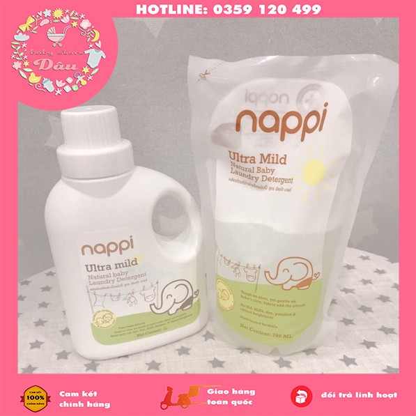 Nước giặt dầu cọ organic Nappi Thái - túi 700ml / chai 1000ml