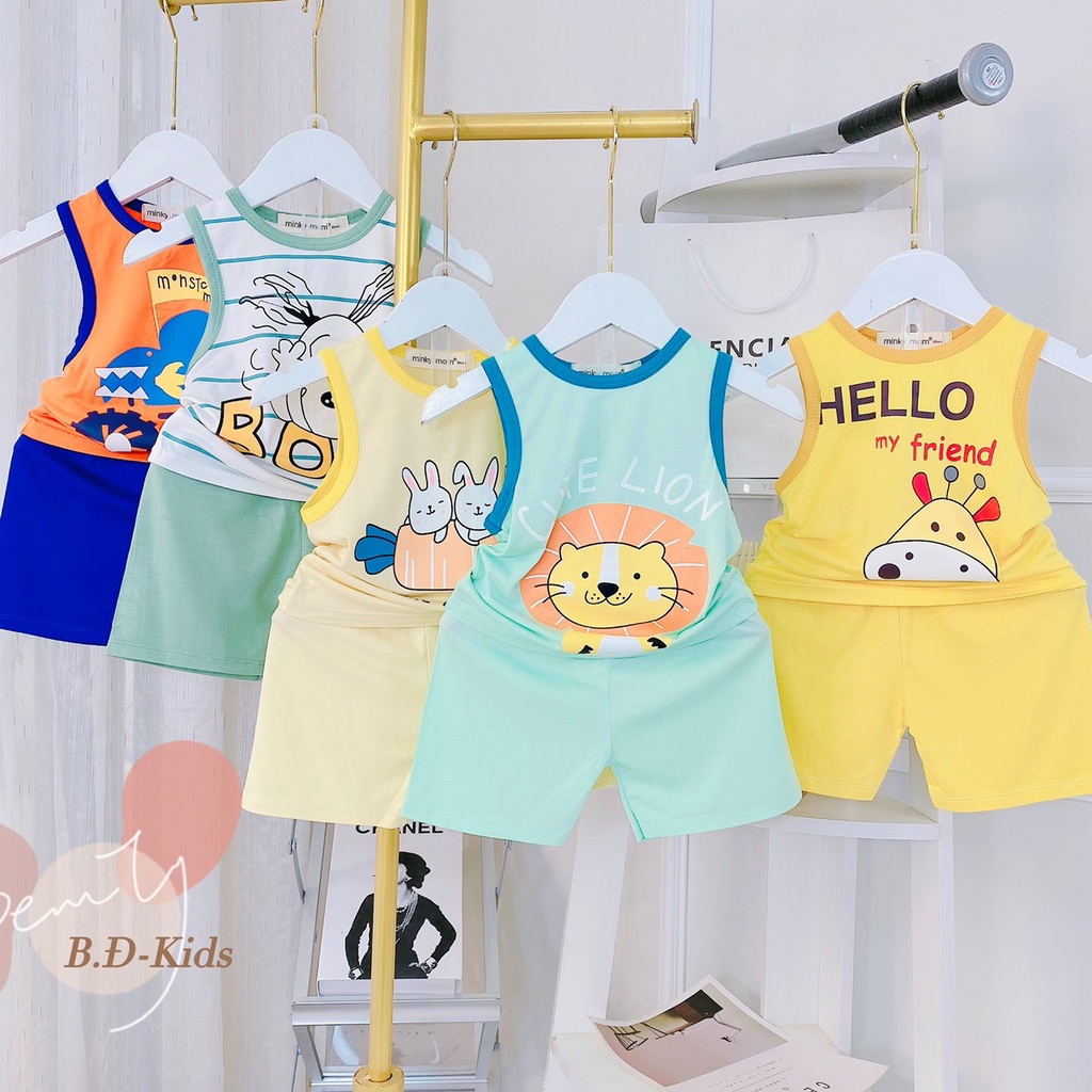 Bộ Ba lỗ thun lạnh SIZE ĐẠI MINKY MOM cho bé trai bé gái từ 20-27kg