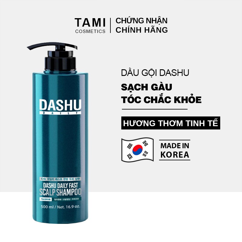 [Mã FMCG8 - 8% đơn 250K] Dầu gội dành cho nam sạch gàu & ngứa, phục hồi tóc hư tổn DASHU Daily Fast Scalp 500ml DG02