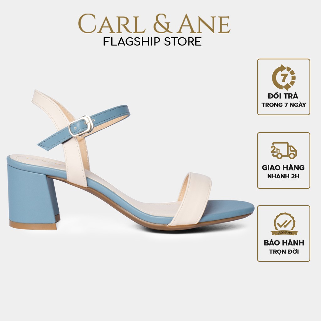 Carl &amp; Ane - Giày sandal nữ phối dây cao 5cm màu kem phối xanh _ CS004