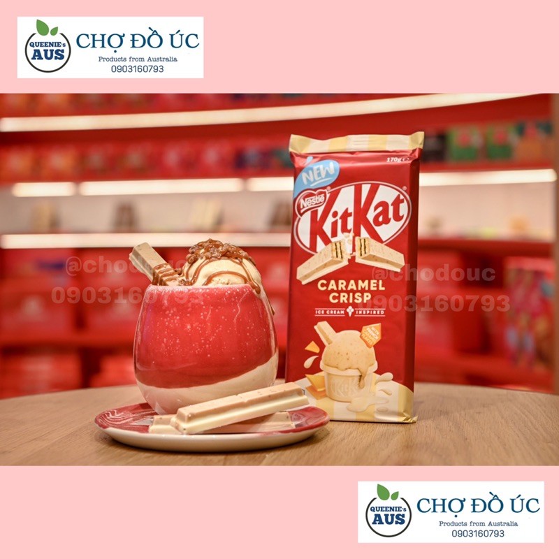 [NEW] KitKat Limited 2021 MINT & CARAMEL ❤️Chocolate KitKat bạc hà Mint Choc Chip & Caramel Crisp - nhập Úc