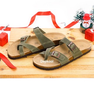 Dép Xỏ ngón - đế trấu Da rêu Unisex