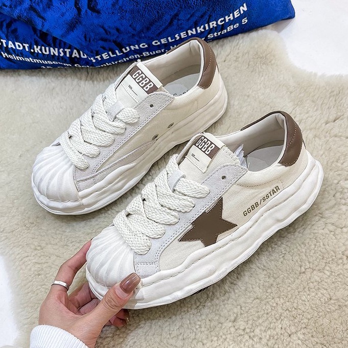 Qiaoyiluo Giày Thể Thao Đế Dày Tăng Chiều Cao Màu Trắng Nhỏ