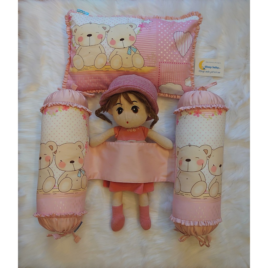 Gối Chặn Cho Bé Sơ Sinh Sleepbaby - Hình Gấu Hồng
