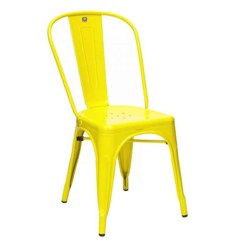 Ghế sắt tolix A màu vàng dùng cho quán ăn nhanh, cafe, trà sữa giá rẻ