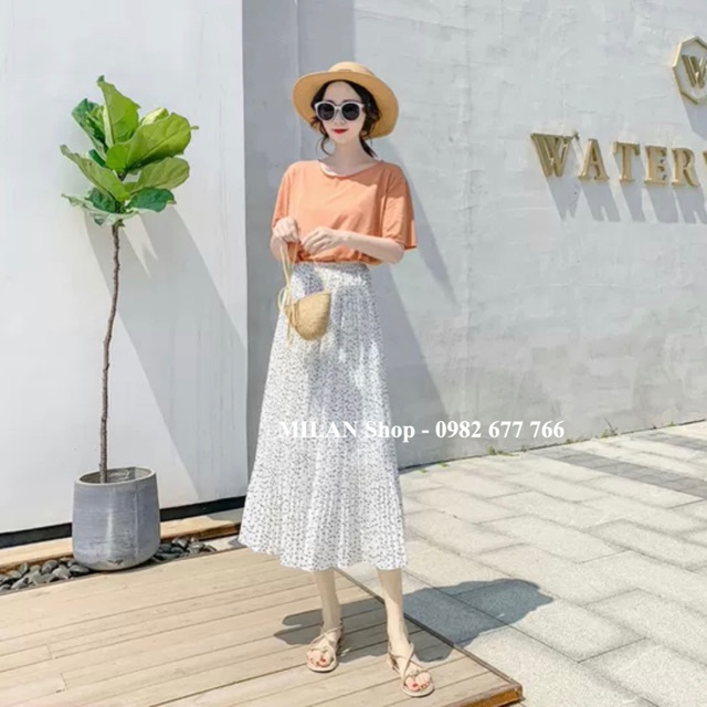 Chân váy voan hoa xếp ly nhiều màu xinh iu. | BigBuy360 - bigbuy360.vn