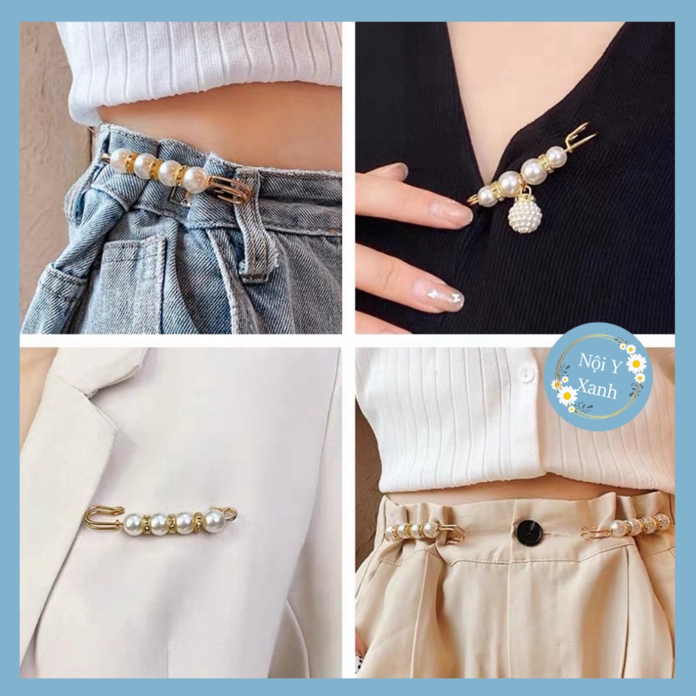 Set cài áo, gim quần áo đính ngọc trai đen nhân tạo siêu xinh pk 1 Nội Y Xanh chất thoáng mát cao cấp