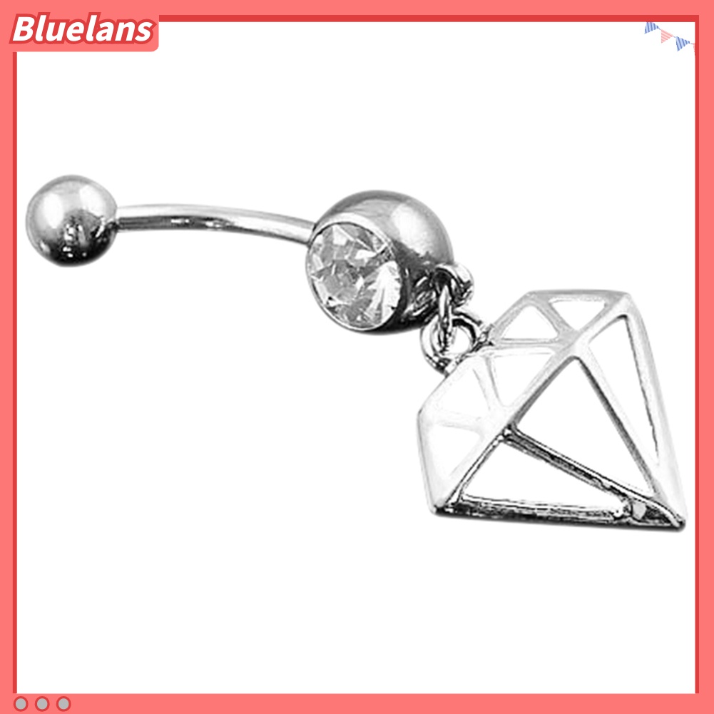 Khuyên rốn thép y tế mặt hình viên kim cương thời trang