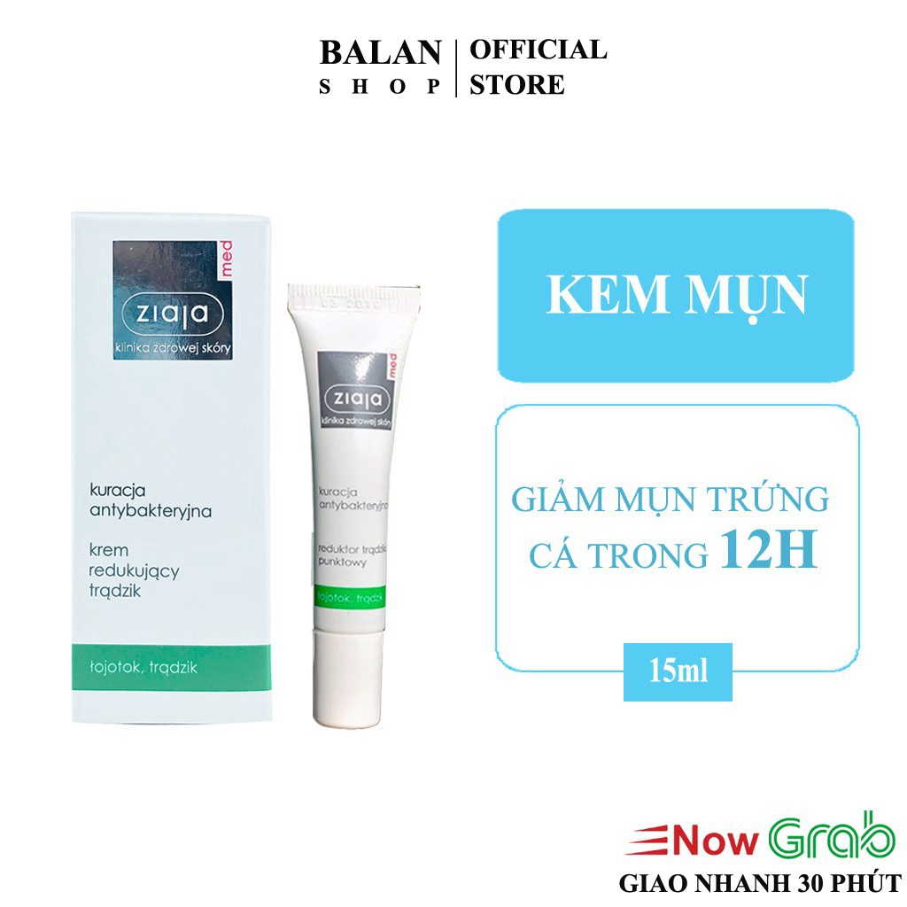 Kem Giảm Sưng Giảm Mụn Đầu Đen - Ziaja Med Xanh
