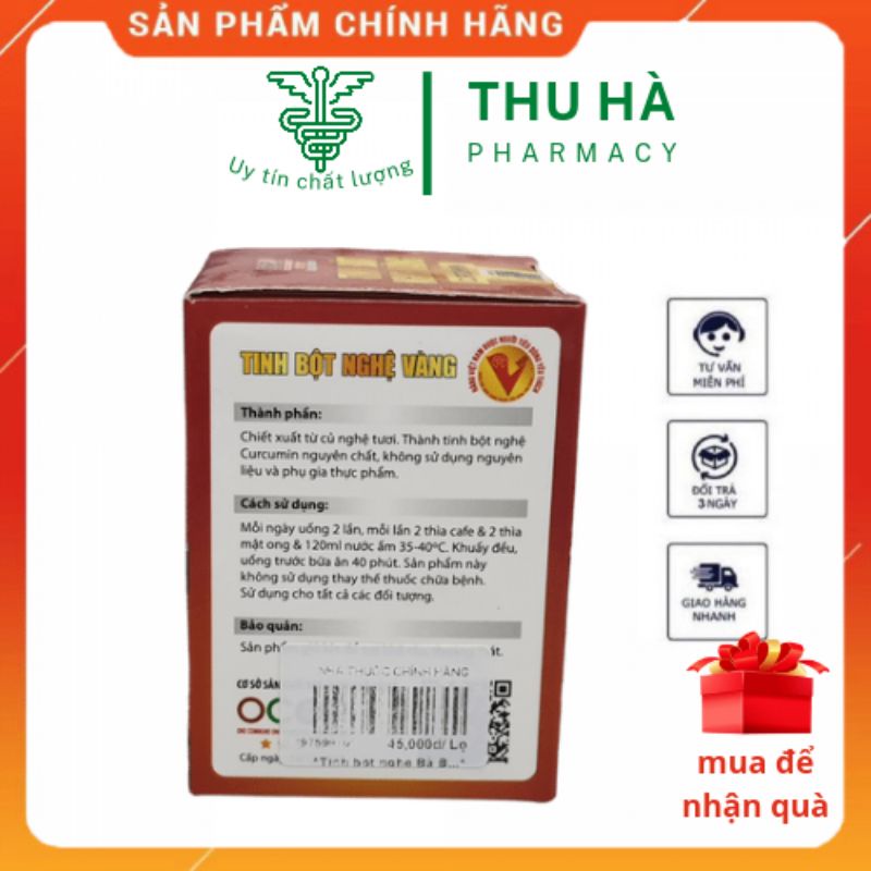 Tinh bột nghệ vàng bà bé giảm trào ngược dạ dày tá tràng lọ 100g