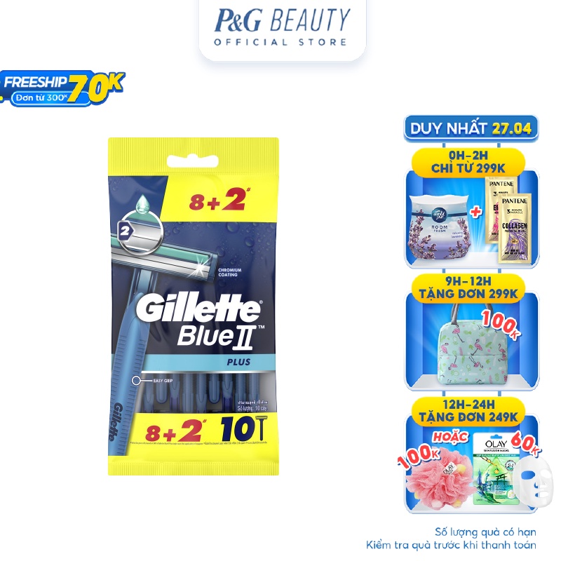 Dao cạo Gillette Blue II Plus Gói 8+2
