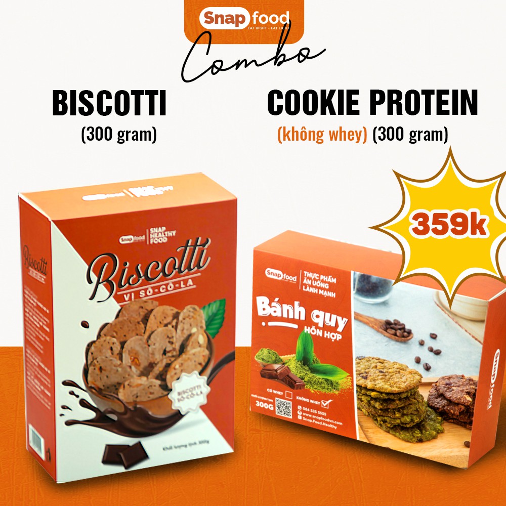 DUO COMBO 3 - Bánh quy Biscotti & Protein Cookies (không whey) GIẢM CÂN - Snap Food