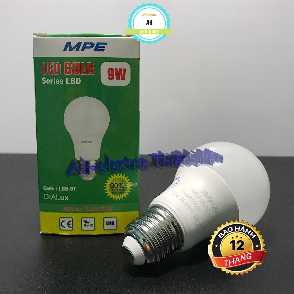 Led bulb mpe 9w , bóng đèn led mpe chính hãng bảo hành 12 tháng [AH08]