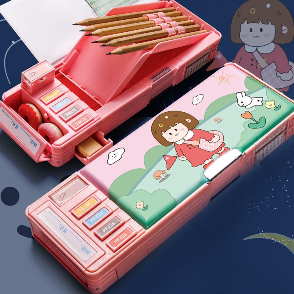 Layor1 Túi Đựng Bút Canvas Sức Chứa Lớn Họa Tiết Biến Hình Dễ Thương Cho Học Sinh