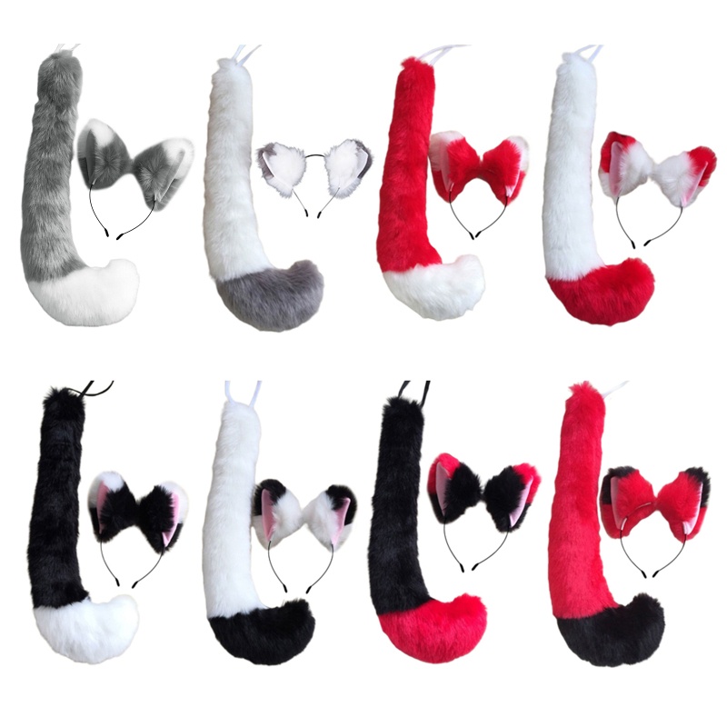 Đuôi Bông Hóa Trang Nhân Vật Anime Tai Sói Màu Sắc Tương Phản