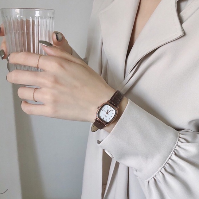 Đồng Hồ Nữ Chính Hãng RATE Dây Da Cao Cấp Mặt Vuông Đẹp Thời Trang Vintage Giá Rẻ