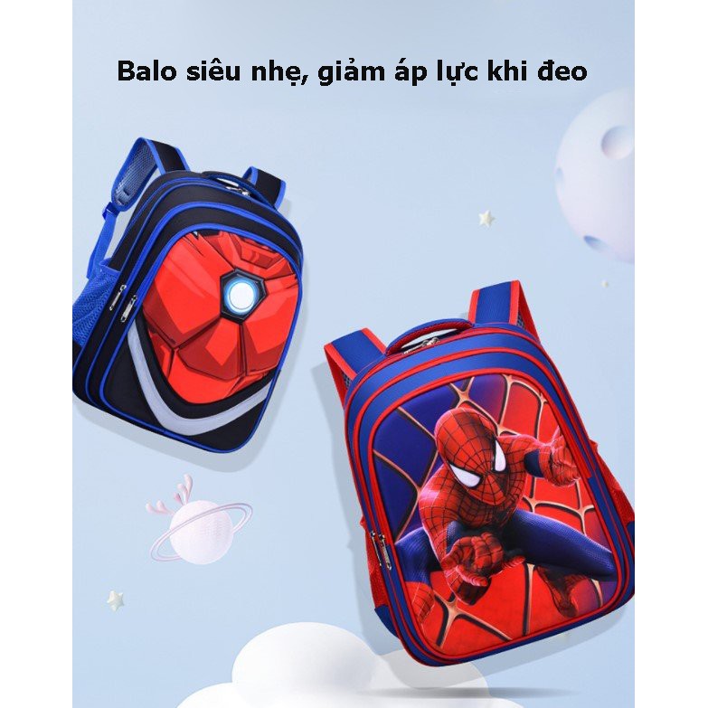 [Hình 3D-HERO] Balo học sinh tiểu học Chất liệu chống thấm nước, bảo vệ cột sống Tặng cá heo viết chữ đẹp