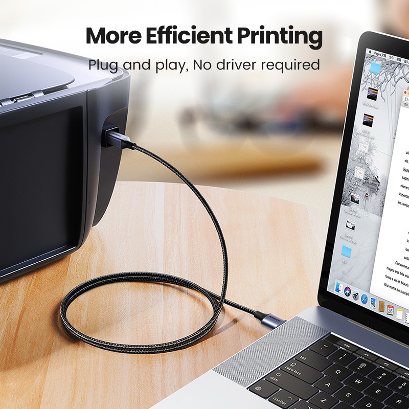 Dây cáp máy in UGREEN chuyển đổi USB đầu cắm type B sang đầu cắm USB 2.0 thích hợp cho Canon Epson HP ZJiang