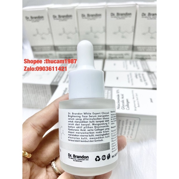 Serum Niacinamide 10% Dr.brandon Brightening Face collagen trắng da,mờ vết thâm đen,đốm đen 20ml.