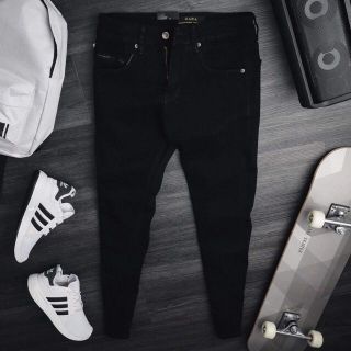 Quần Jean Nam Đen Trơn ZR Dáng Ôm Ống Côn Trẻ trung - quần bò co dãn - Hàng VNXK