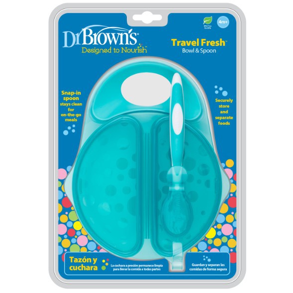 Khay ăn dặm 2 ngăn kèm thìa silicon Dr.Brown's