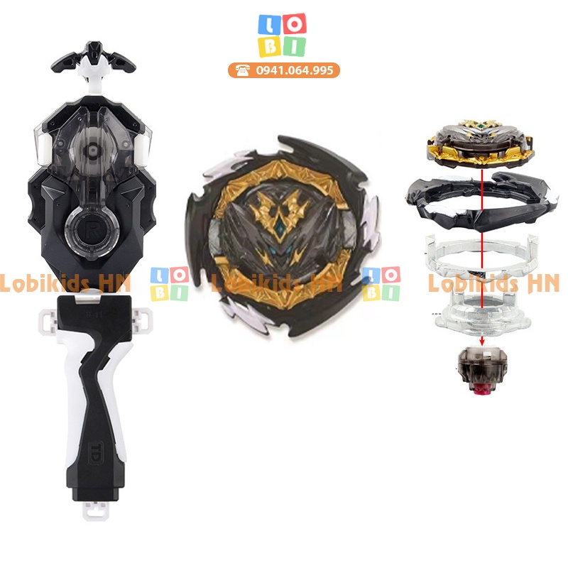 Con quay đồ chơi Beyblade B180 kèm tay cầm, bệ phóng B184 Black