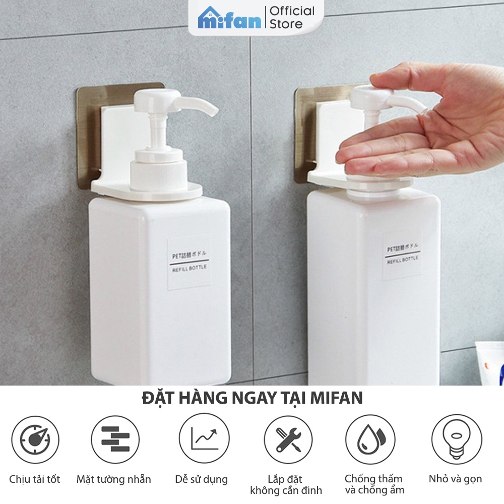 Móc Dán Tường Treo Chai Dầu Gội Đầu, Sữa Tắm, Nước Rửa Tay - Nhựa ABS cao cấp, Miếng Dán Siêu Dính Chịu Lực - MIFAN