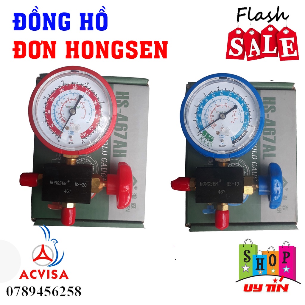 Đồng hồ đo nạp gas đơn hãng Hongsen Cao áp - Hạ áp HS-467AH HS-467AL