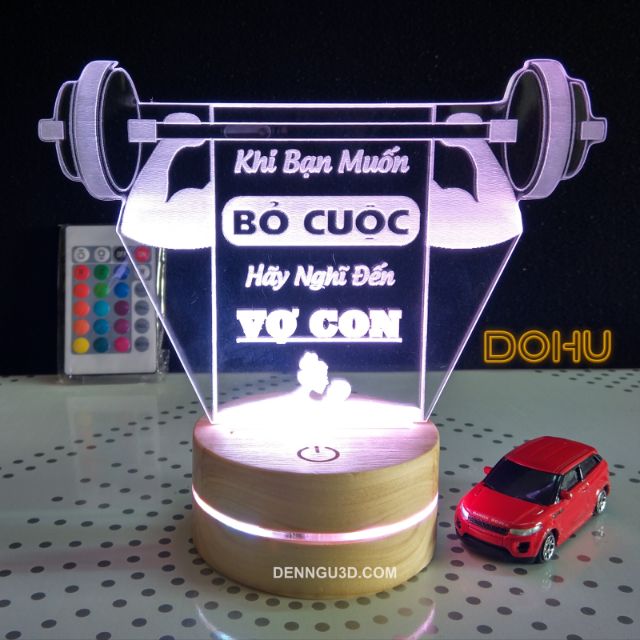 Tranh Truyền Động Lực Để Bàn Tích Hợp Đèn Led 16 Màu DOHU003: “Khi Bạn Muốn Bỏ Cuộc Hãy Nghĩ Đến Vợ Con” [Có 1 Không 2]