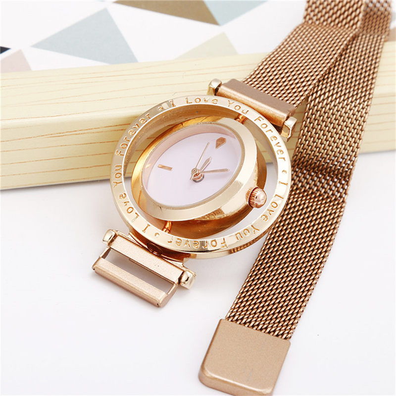 ZOLFA Fashion Womens Magnet Buckle Bracelet Watches Luxury Rose Gold Rotating Ladies Quartz Wristwatch Đồng hồ nữ