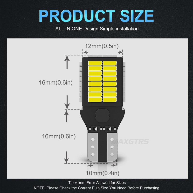 MAXGTRS Đèn LED Tín Hiệu Tự Động 2x 5x T15 W16W 921 912 White 54SMD 4014 Cho Xe Hơi